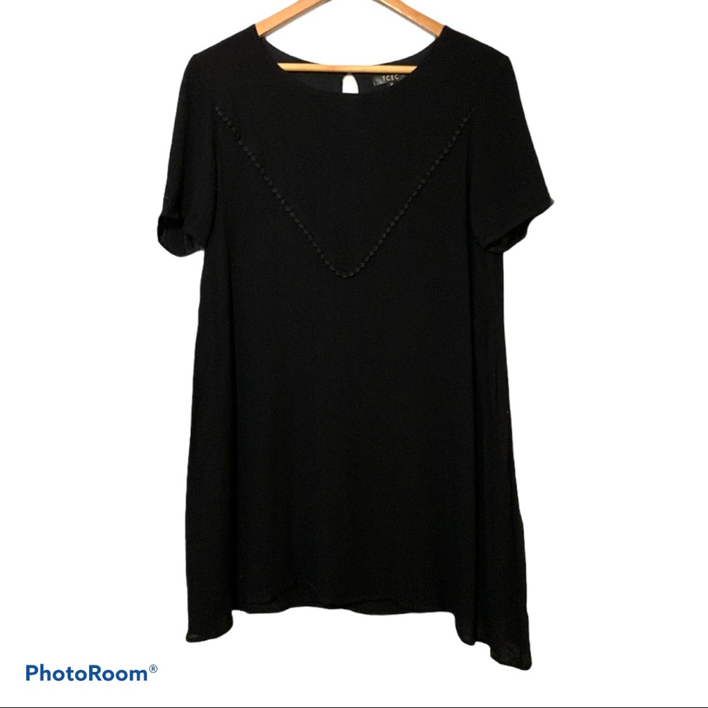 TCEC Crepe Boho Loose Fit Mini Dress Black M